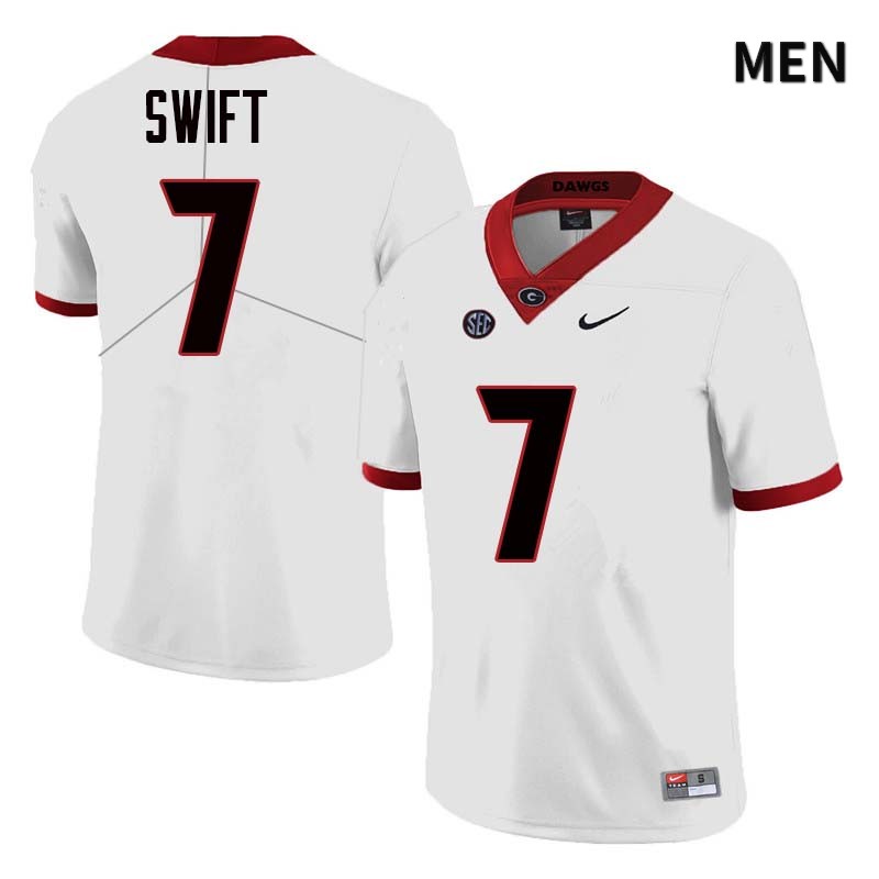 Georgia Bulldogs Men's DAndre Swift #7 White Stitched College UGA Football Jersey 23UC013JV